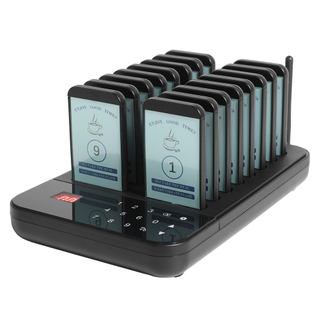 Wireless Restaurant Pager 16 Queue Paging System Calling System for Coffee Cafe Dessert Shop Food Truck Court