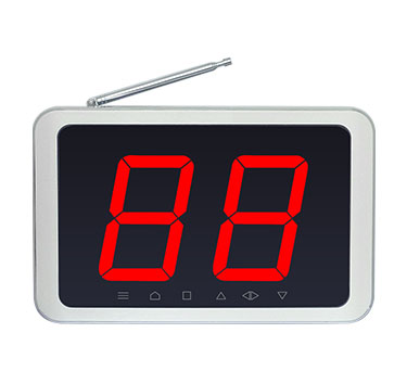 Wireless calling system digital number display receiver with 1 called number in 2 digits